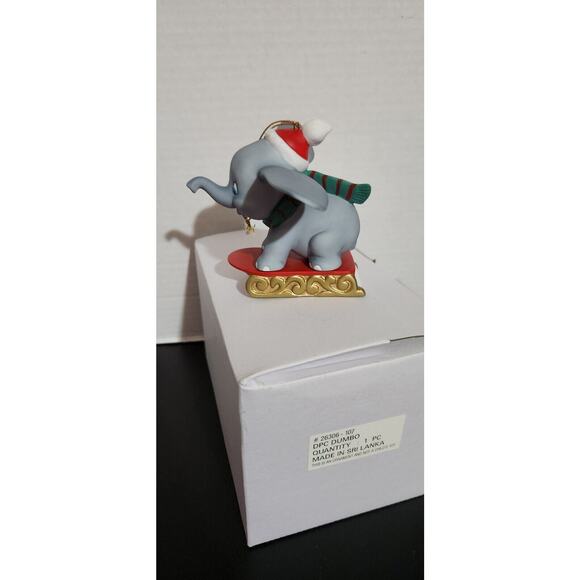 Vtg Grolier Disney Dumbo On Sled Flying Elephant Ornament Porcelain Treasures - Picture 4 of 9